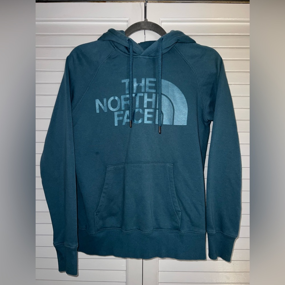 North face blue logo hoodie